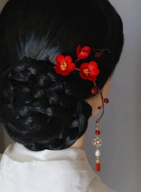 念念桃花【寒香乱】非遗绒花梅花发钗古风汉服发饰新娘头饰
