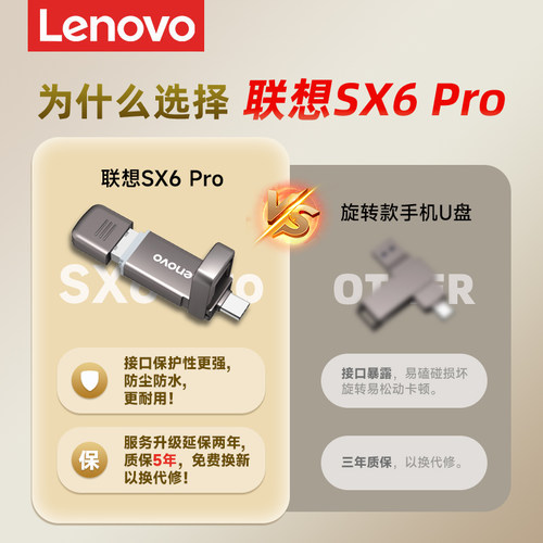 联想u盘typec双接口手机电脑两用64g大容量定制刻字正品128gb优盘 - 图0