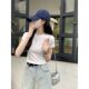 Pure lust style ສີຂາວບ່າຂວາແຂນສັ້ນ t-shirt ສັ້ນຝ້າຍບໍລິສຸດ