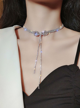 超仙项链玫心合金颈链女蝴蝶结