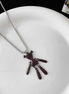 憨豆先生泰迪小熊项链女时尚高级感长款卫衣链小众设计ins毛衣链