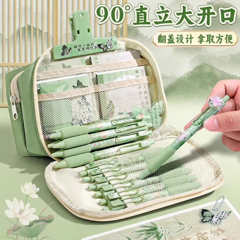 国风熊猫笔袋9层大容量2025超火女生新款文具盒高颜值ins女孩款小学生初中铅笔盒男孩透明简约小众文具袋痛包 - 图1