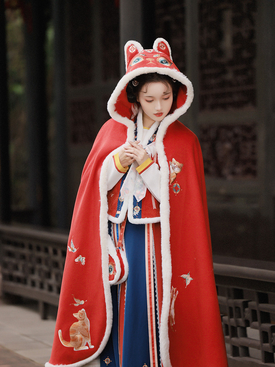 钟灵记抱喜原创汉服斗篷破裙金橘 钟灵记汉服