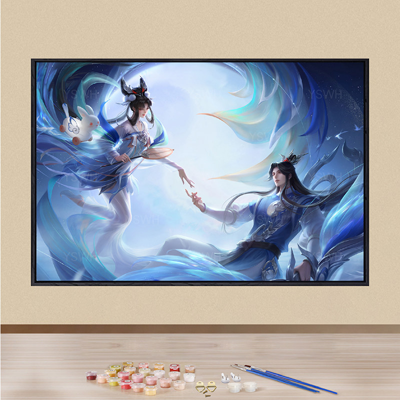 王者荣耀皮肤王者荣耀皮肤数字油画diy填充成人涂画填色绘画手工油彩装饰画画