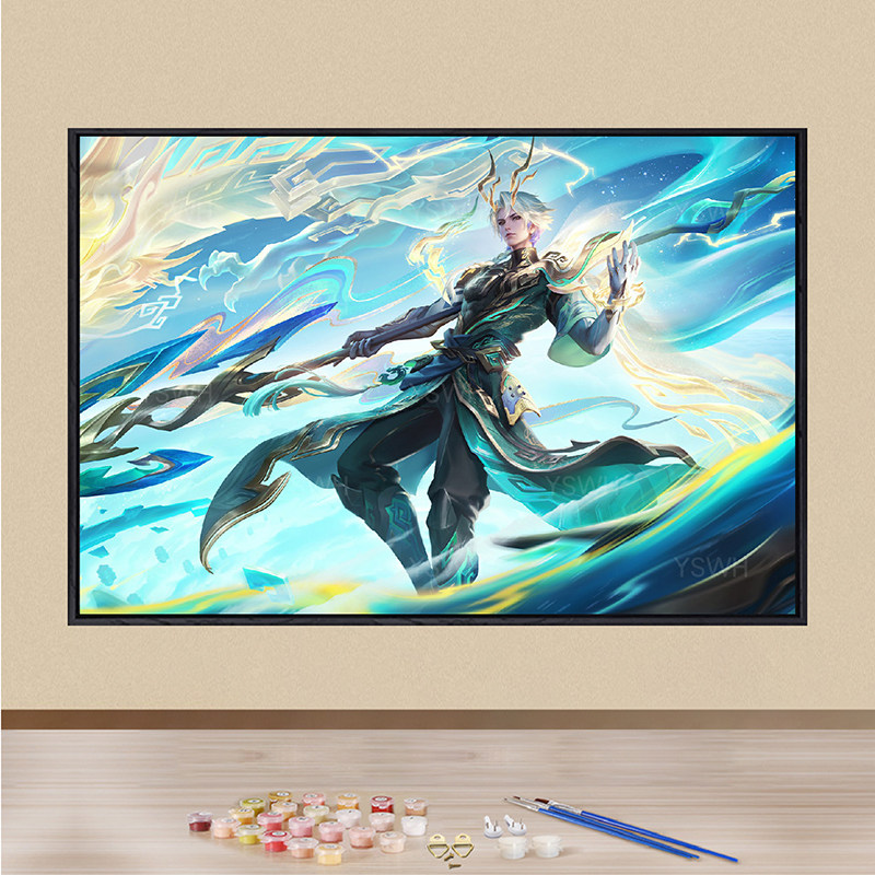 王者荣耀皮肤王者荣耀皮肤数字油画diy填充成人涂画填色绘画手工油彩装饰画画