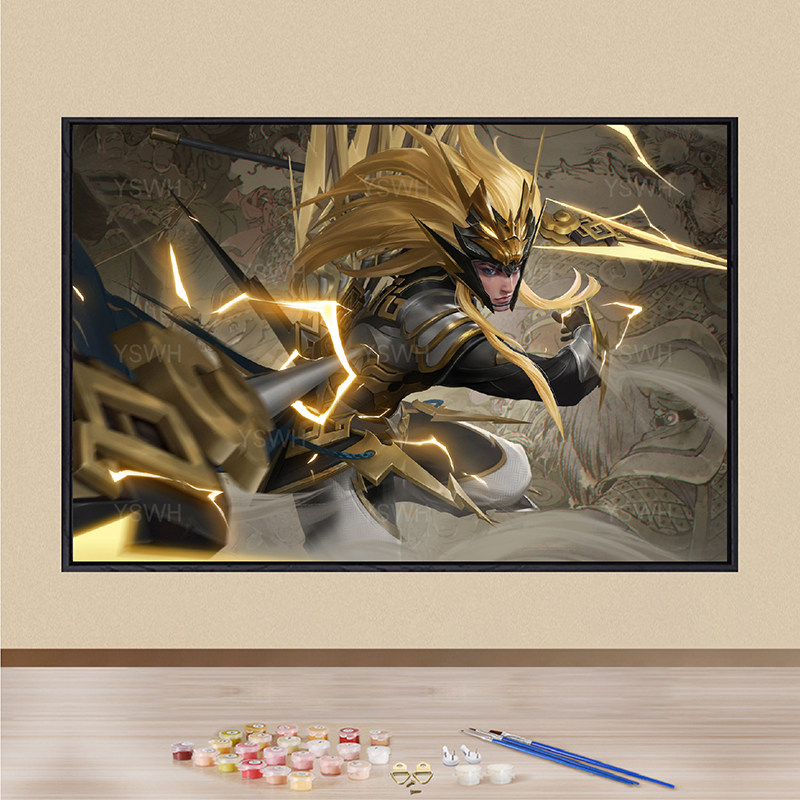 王者荣耀皮肤数字油画diy填充手工涂色填色画画高级感油彩装饰画