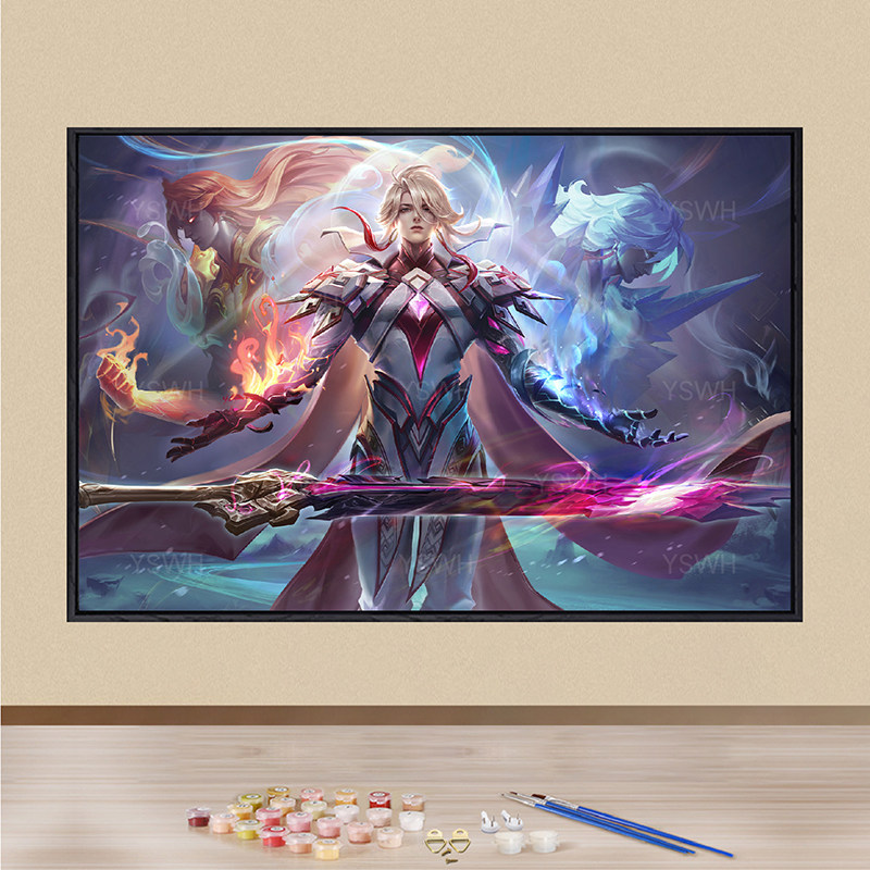 王者荣耀皮肤数字油画diy填充手工涂色填色画画高级感油彩装饰画