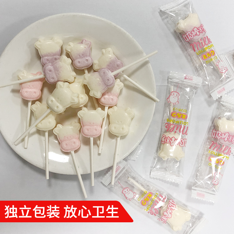 。无蔗糖牛头卡通混合口味奶棒糖 老巷门食品糖果