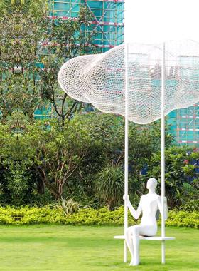 户外地产开发区景观造景小品玻璃钢云朵雕塑商业办公楼微景观摆件