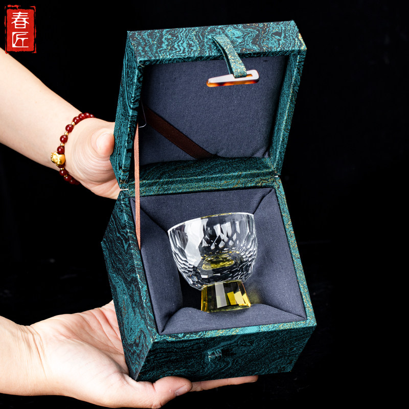 中式一两耐热白酒杯礼盒套装水晶玻璃加厚品鉴杯50ml烈酒杯送礼,淘宝优惠券,粉丝福利购,淘宝优惠卷