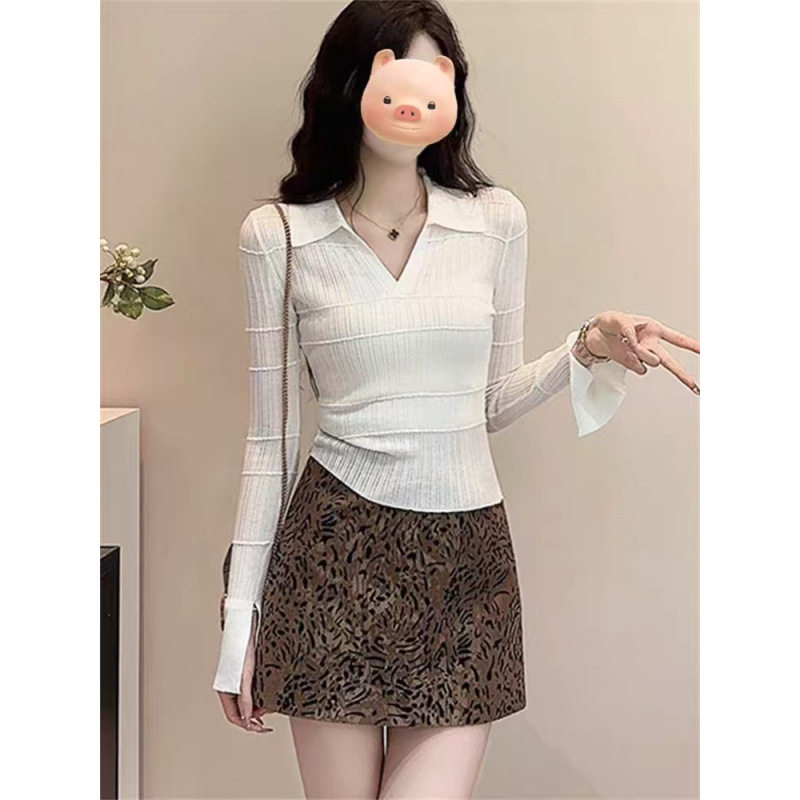 2024早秋新款半开领羊绒针织衫喇叭袖休闲百搭显瘦内搭打底上衣女,淘宝优惠券,粉丝福利购,淘宝优惠卷