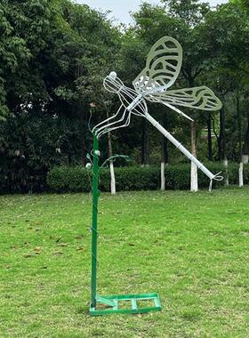 户外不锈钢镂空蜻蜓雕塑花园林仿真昆虫装饰品地产售楼部草坪摆件