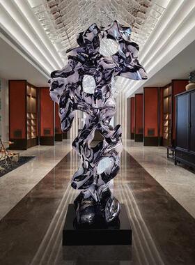 现代抽象大型透明树脂雕塑太湖石摆件酒店售楼处样板间软装工艺品