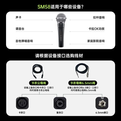 Shure舒尔SM58S动圈有线麦克风直播舞台表演出唱K歌专业录音话筒 - 图1