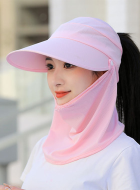 遮阳防晒帽子女冰丝骑车遮脸面纱