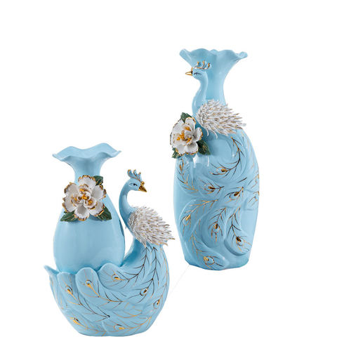 现代欧式家居饰品孔雀插花器瓶摆件客厅酒柜电视柜玄关创意摆设品 - 图3