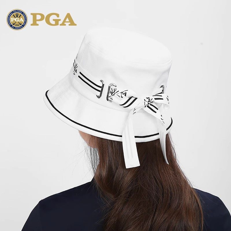 美国PGA 新品高尔夫球帽女士渔夫帽遮阳防晒内里吸汗带蝴蝶结绑带,淘宝优惠券,粉丝福利购,淘宝优惠卷