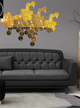 12Pcs 3D Mirror Wall Sticker Home Decor Hexagon Decorations