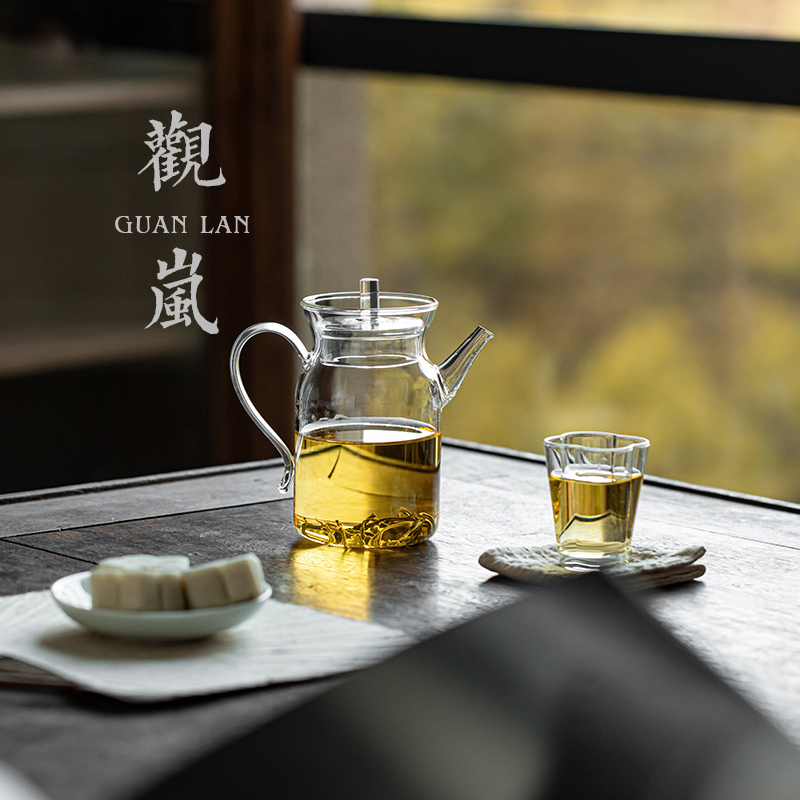 观岚仿宋耐热玻璃绿茶壶大号冷泡壶花茶壶自带过滤网手执壶公道杯 - 图3