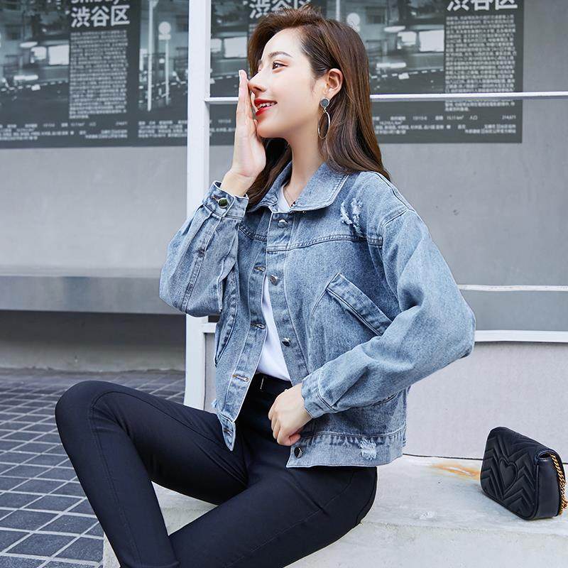 牛仔外套女士2020新款短款宽松上衣 利墨毛针织衫