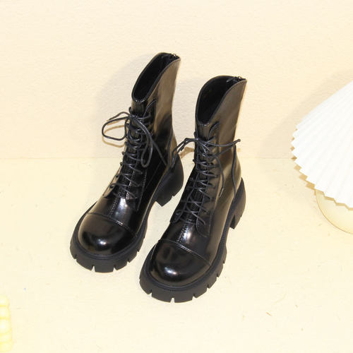 MK&DK 马丁靴内增高靴子9厘米中筒厚底靴小个子显高鞋女高跟短靴 - 图1