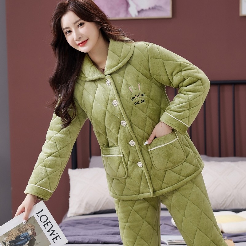 冬季睡衣女加厚款加绒珊瑚绒保暖三层夹棉秋冬天女装法兰绒家居服,淘宝优惠券,粉丝福利购,淘宝优惠卷