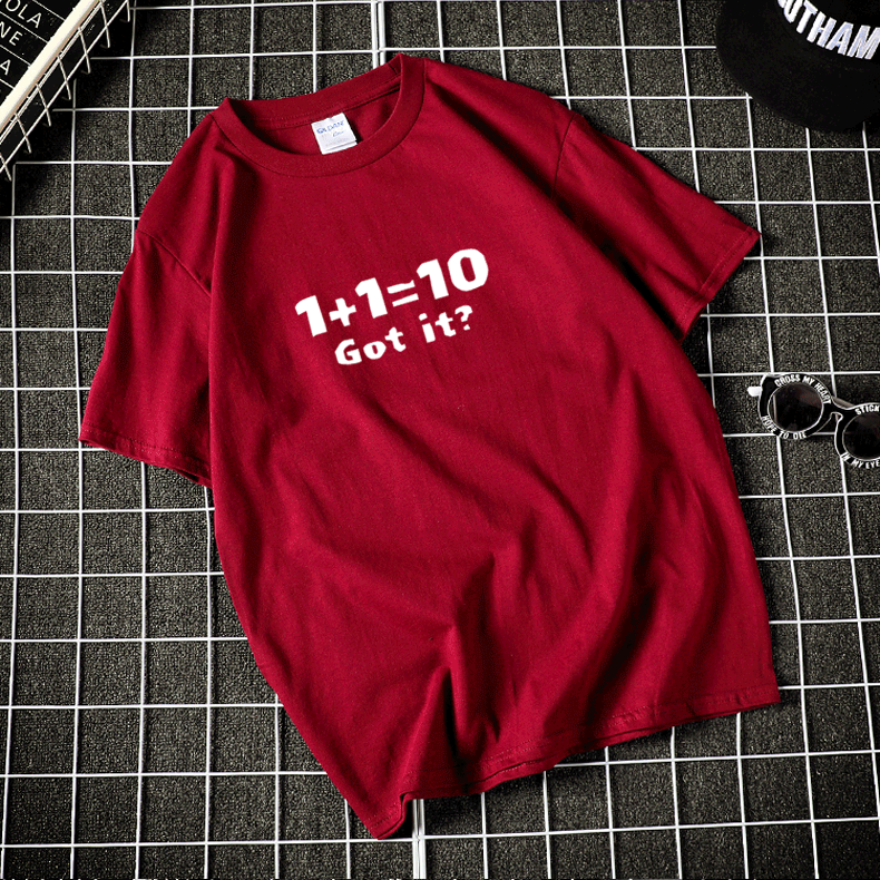 1+1=10二进制t恤短袖男女编程码农工程师衣服IT程序猿员半截袖衫