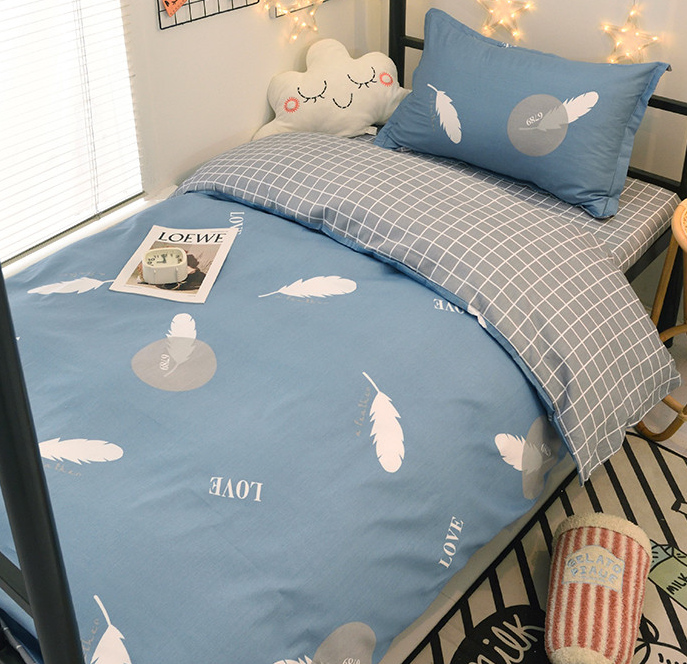 全棉宿舍上下铺床上三件套纯棉寝室0.9m床单人被套被子被褥套装六