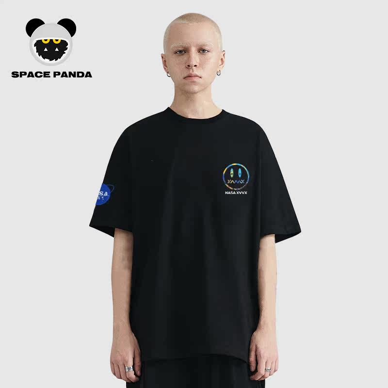 小恶魔鬼脸短袖联名nasa宇航员t恤 太空熊猫T恤