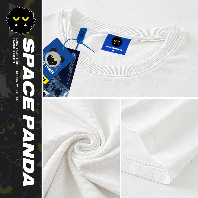 nasa联名鬼脸小恶魔国潮短袖男t恤 太空熊猫T恤