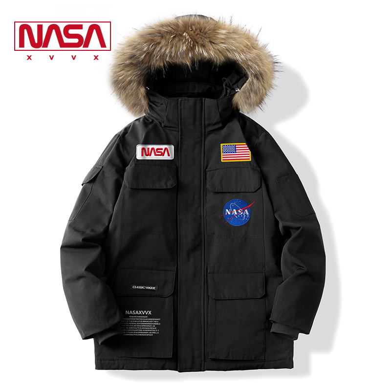 nasa联名冬季冲锋衣男士潮牌羽绒服 太空熊猫羽绒服
