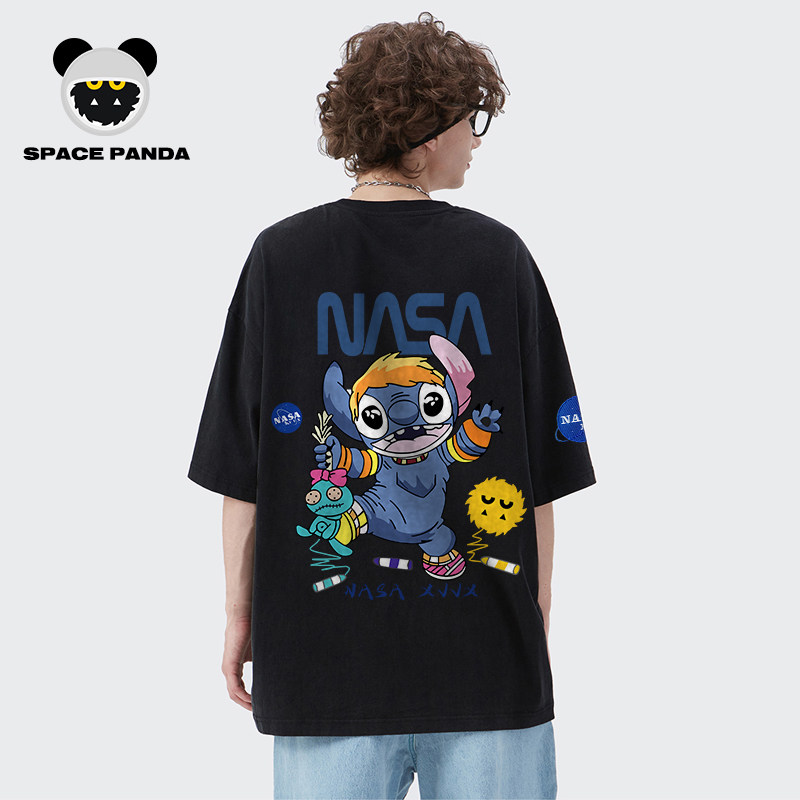 太空熊猫联名nasa夏季史迪仔男t恤 太空熊猫T恤