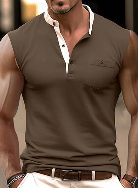 2025夏季男运动无袖t恤透气修身汗衫外穿上衣背心Men's vest
