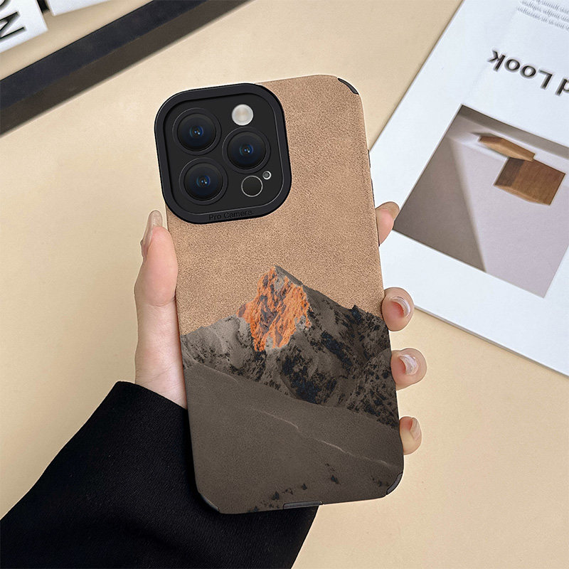 初绽适用苹果16promax手机壳iphone15/13/12/11双色翻毛皮风景高山峻岭皮质软全包14pro女xs高档17Air保护套,淘宝优惠券,粉丝福利购,淘宝优惠卷