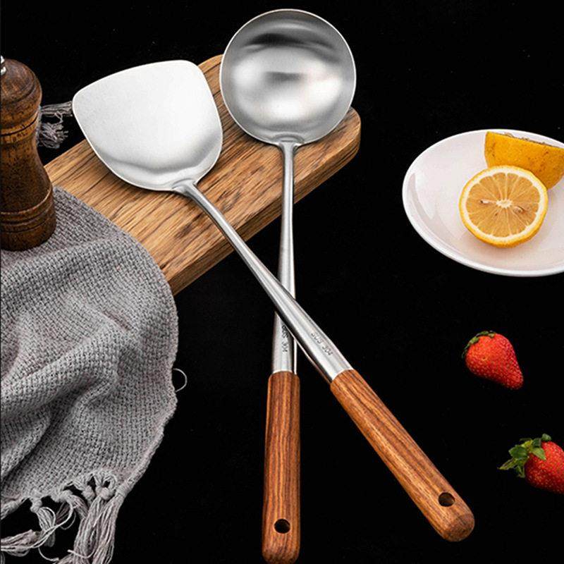 304不锈钢炒勺炒铲分菜勺厨师专用炒菜勺子木柄家用长柄汤勺锅勺,淘宝优惠券,粉丝福利购,淘宝优惠卷