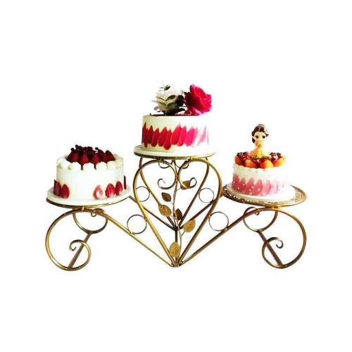 欧式铁艺网状心形三层蛋糕架子创意多层生日婚庆礼点心甜品台托盘 - 图3
