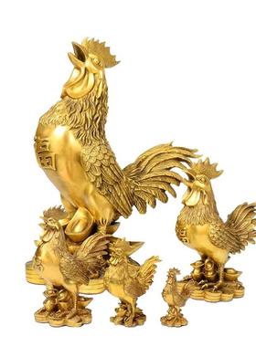全黄铜公鸡摆件金鸡招财客厅装饰品工艺品铜鸡摆设乔迁礼品中式