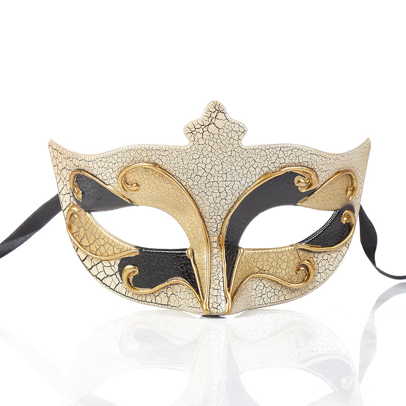 新款高档威尼斯面具万圣节舞会派对皇冠裂纹面罩-图3