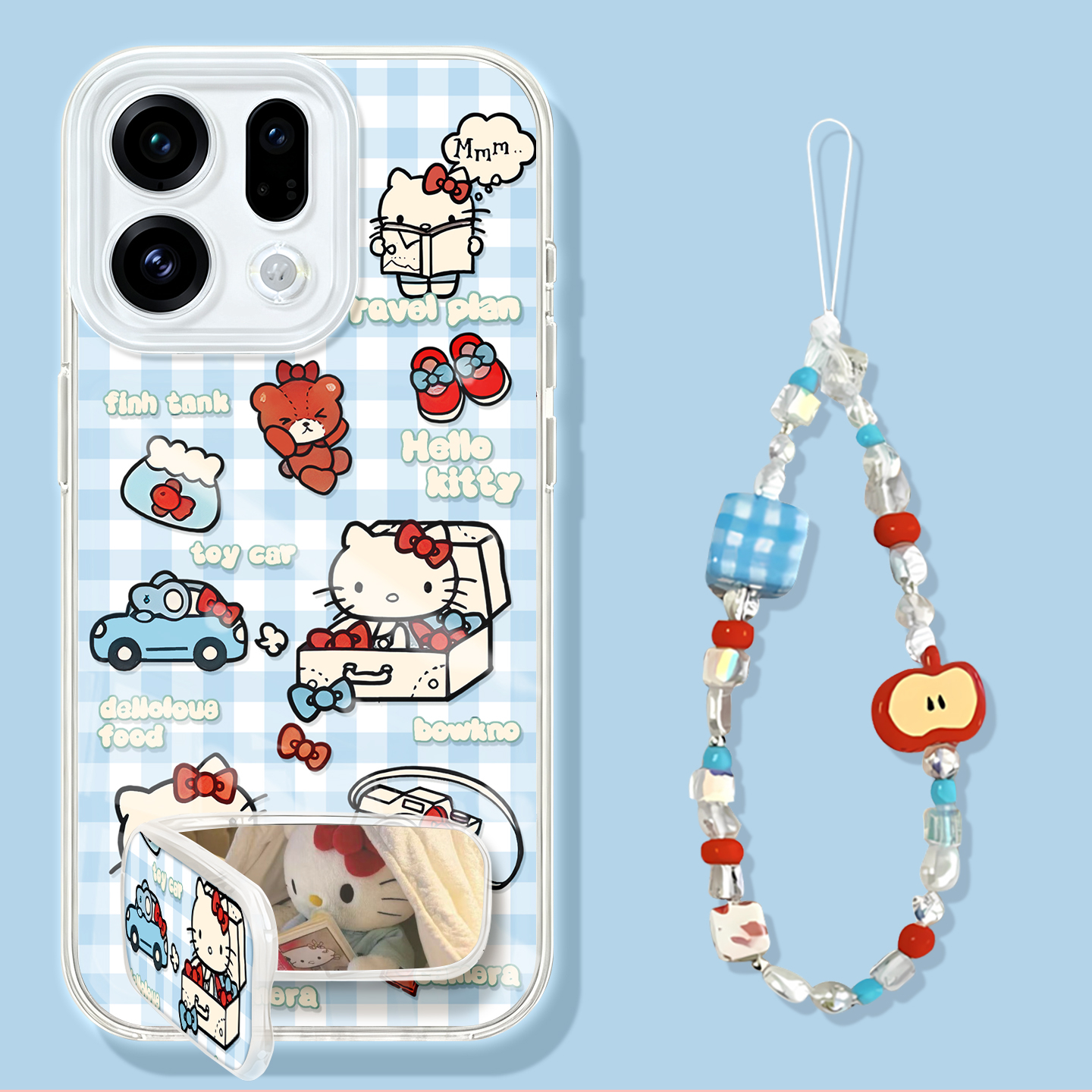 适用于OPPOfindx9手机壳x9pro新款硅胶软壳x8ultra全包防摔x7ult格子kt猫x5卡通保护套5pr0手绳x3女findx9por - 图0