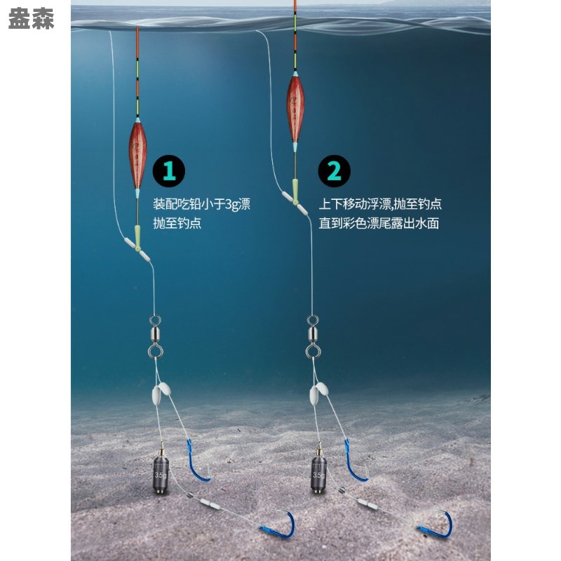 二代跑铅子线双钩成品绑好新型免调漂鱼钩伊势尼伊豆鲫鱼金袖袖钩 - 图0
