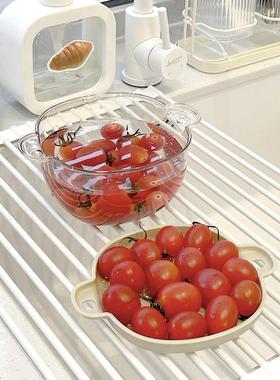 洗菜篮果篮沥水篮厨房洗蔬菜洗水果带盖淘米篮家用菜盆水果盘篮子