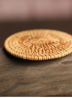 藤编杯垫禅意茶道配件茶杯隔热垫子餐桌盘子垫泡茶壶承杯托垫