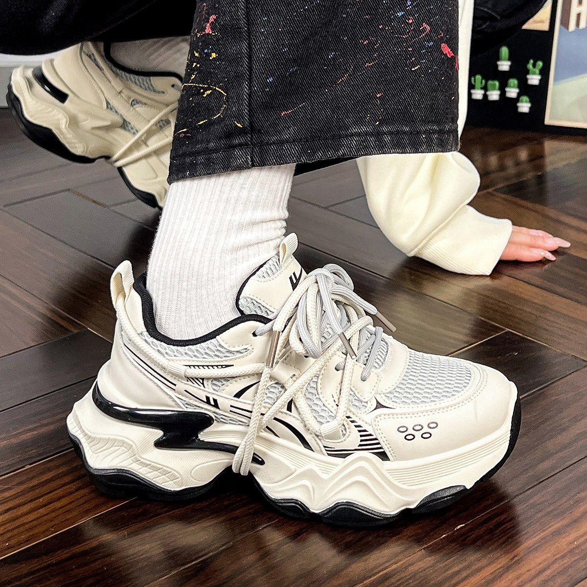 Warrior/回力女鞋2025新款秋季厚底百搭运动鞋时尚休闲学生老爹鞋,淘宝优惠券,粉丝福利购,淘宝优惠卷