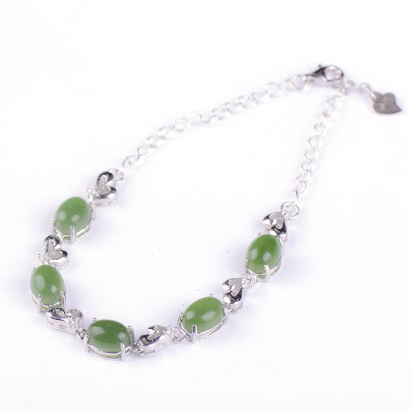 抖音新款女款925银镶嵌手碧玉手链 傲彩手链