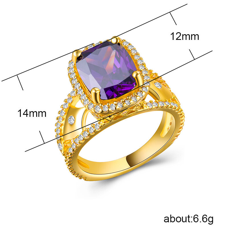 锆石镀18k金女士指环礼物 傲彩戒指/指环