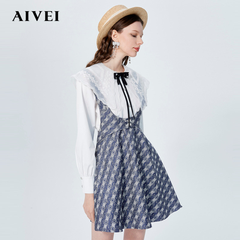 AIVEI欣贺艾薇2022秋季新高腰显瘦吊带印花伞裙连衣裙P016S002,淘宝优惠券,粉丝福利购,淘宝优惠卷