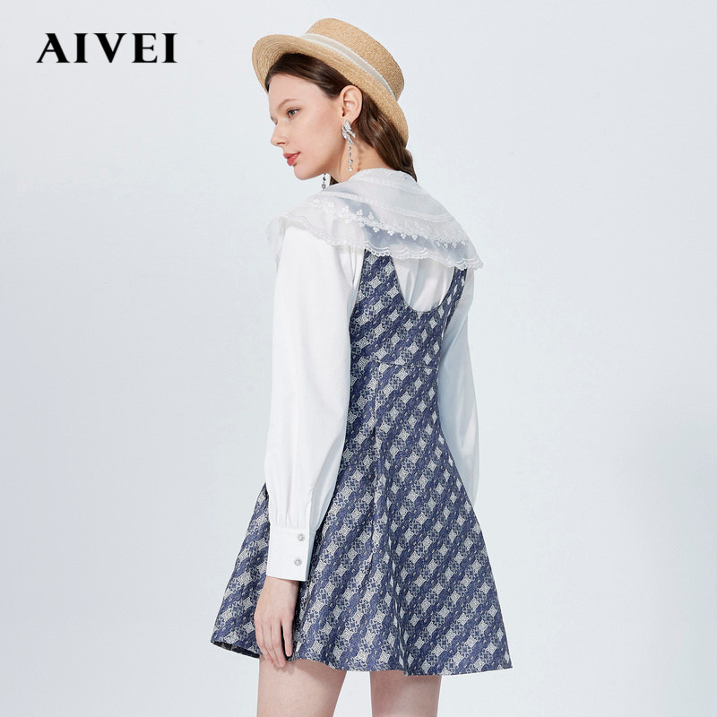 AIVEI欣贺艾薇2022秋季新高腰显瘦吊带印花伞裙连衣裙P016S002,淘宝优惠券,粉丝福利购,淘宝优惠卷
