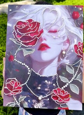 100款DIY猫和少女珍珠画30-40cm