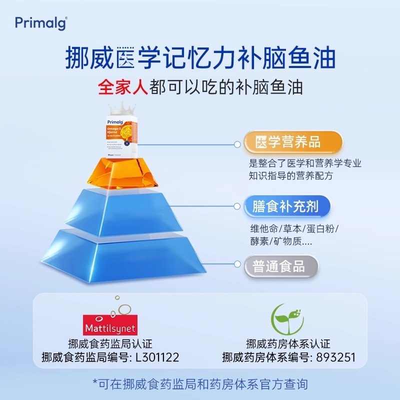 挪威Primalg深海鱼油补脑DHA青少年学生备考omega3脑记忆胆碱胶囊,淘宝优惠券,粉丝福利购,淘宝优惠卷