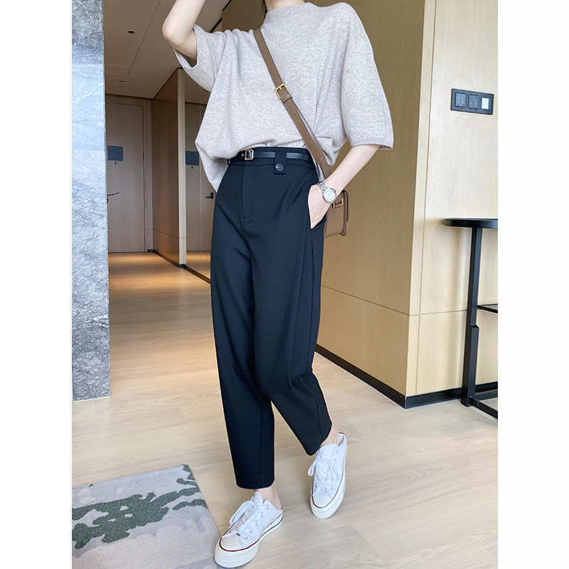 黑色西装裤春秋宽松高腰休闲裤子 myblun休闲裤